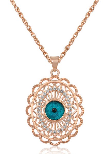 ​Gümüş Oval Nazar Bayan Kolye