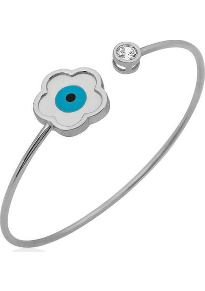 ​Gümüş Sedef Taşlı Çiçek Bileklik