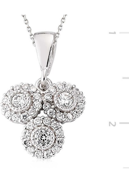 Gümüş Beyaz Taşlı Bayan Kolye