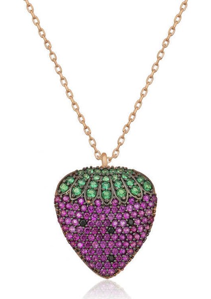 Gümüş Çilek Bayan Kolye