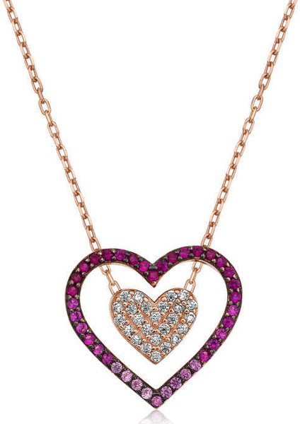 Gümüş İki Kalp Kolye | PT11001317