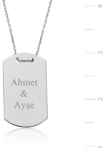 Gümüş İsimli Asker Künyesi Bayan Kolye