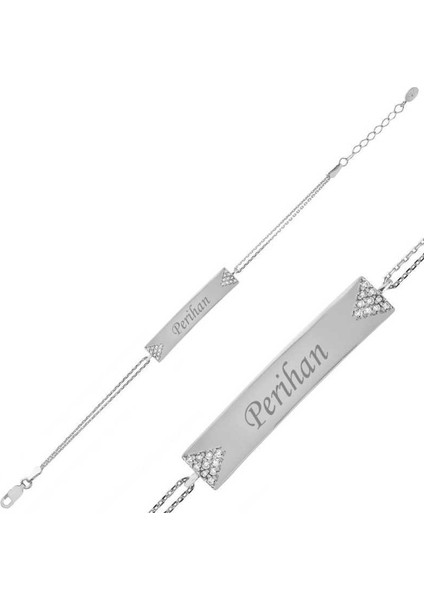 Gümüş İsimli Plaka Bayan Bileklik