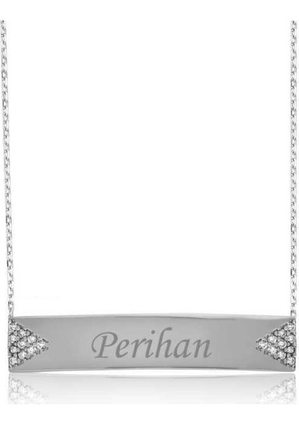 Gümüş İsimlik Plaka Bayan Kolye