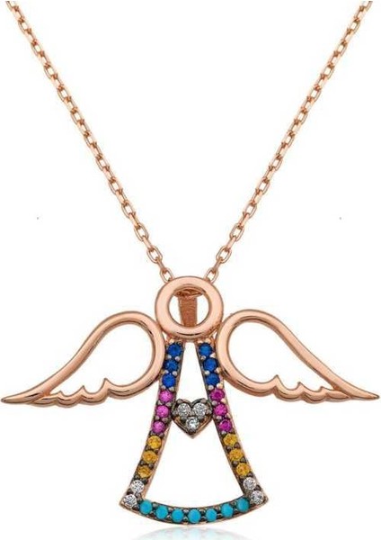 Gümüş Kalpli Melek Bayan Kolye