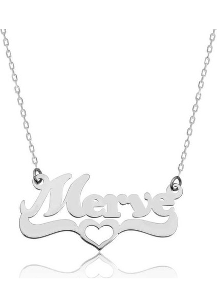 Gümüş Kişiye Özel Kalpli İsim Kolye