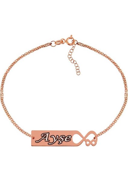 Gümüş Kişiye Özel Sonsuz Aşk İsimli Bayan Bileklik