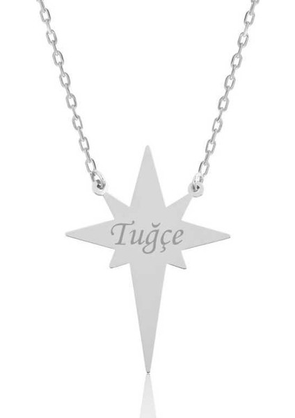 Gümüş Kutup Yıldızı İsimli Bayan Kolye