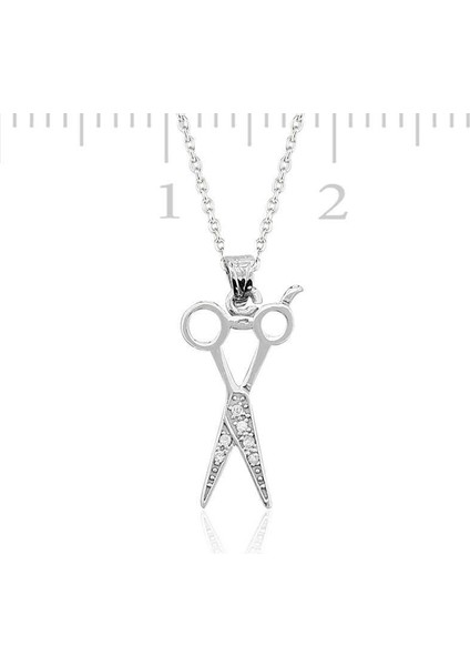 Gümüş Makas Bayan Kolye