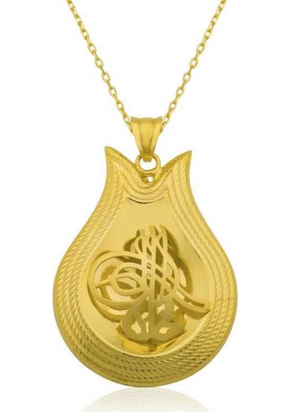 Gümüş Sarı Tuğra Bayan Kolye