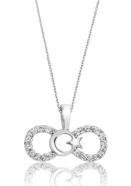 Gümüş Sonsuzluk Ay Yıldız Kolye