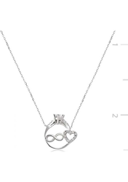 Gümüş Sonsuzluk Kalpli Tek Taş Bayan Kolye