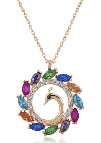 Gümüş Tavus Kuşu Bayan Kolye