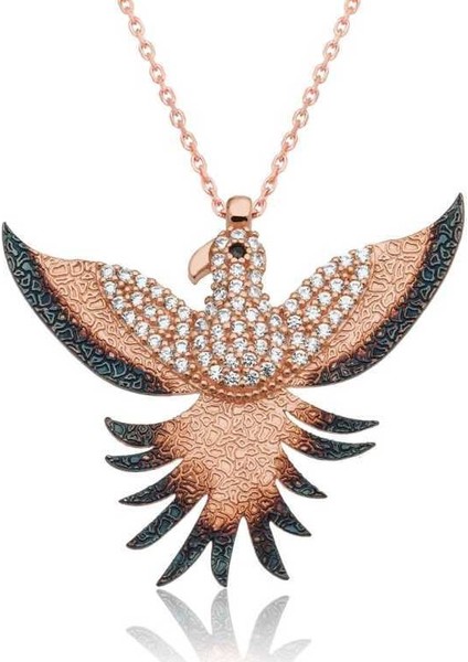 Gümüş Zümrüdü Anka Kuşu Kolye