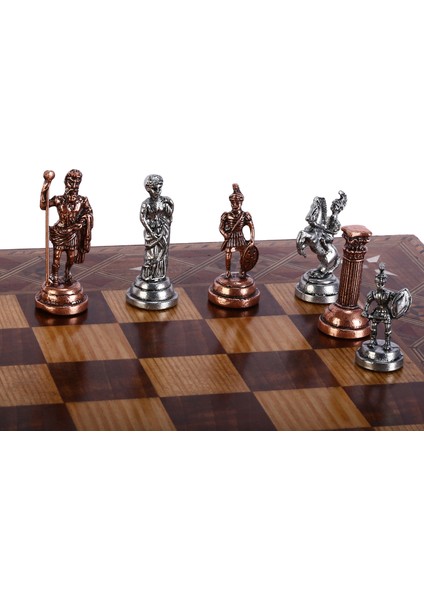 Metal Roma Satranç Takımı Antik ve El Yapımı Masif Ahşap Satranç Tahtası modelleri