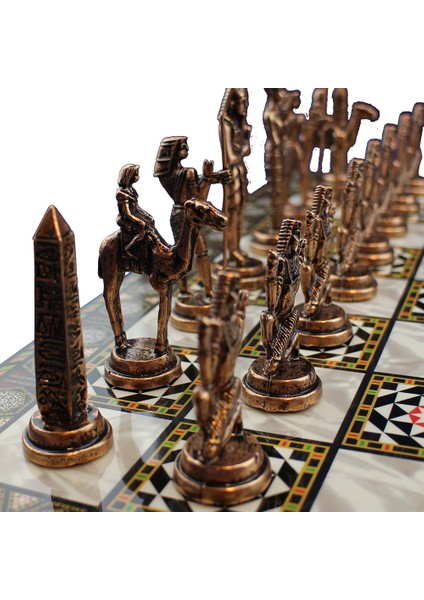 Metal Mısır Satranç Takımı Antik ve Ceviz Tahta fiyatları