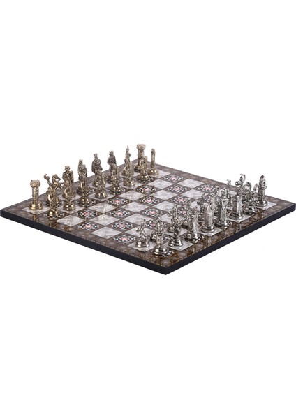 Metal Osmanlı Bizans Satranç Takımı Orta Boy Parlak ve Sedef Tahtası fiyatları