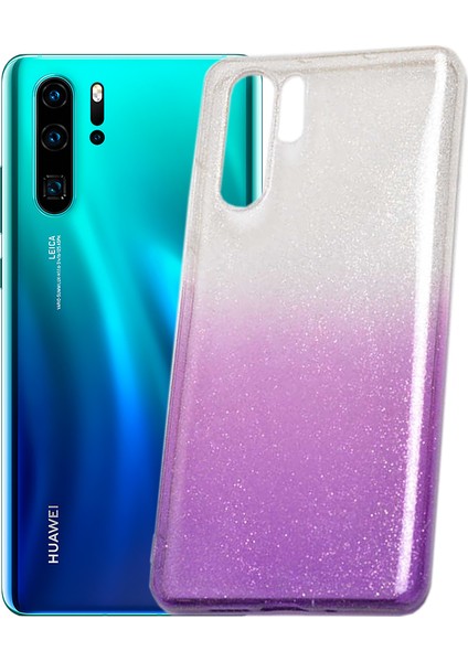 Huawei P30 Pro Kılıf Simli Parlak Fogy Silikon Arka Kapak Mor