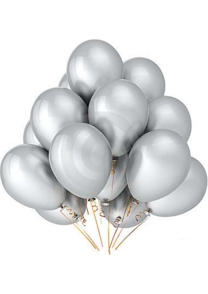 25'li Balon Gümüş Rengi Metalik