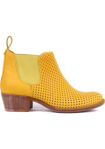 Sarı Deri Kısa Yaz Botu