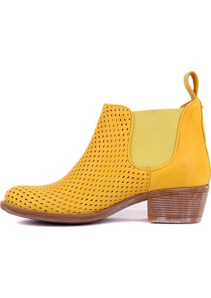 Sarı Deri Kısa Yaz Botu modelleri