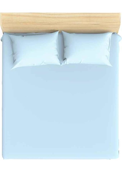 teks %100 Pamuklu Açık Mavi 160x200 + 2*(50x70) Çift Kişilik Lastikli Çarşaf ve Yastık Kılıfı