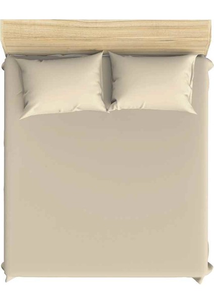 Saten Koyu Krem 160 x 200 Çift Kişilik Lastikli Çarşaf Takımı