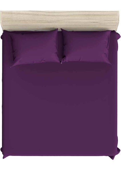 Saten Mor 160 x 200 Çift Kişilik Lastikli Çarşaf Takımı