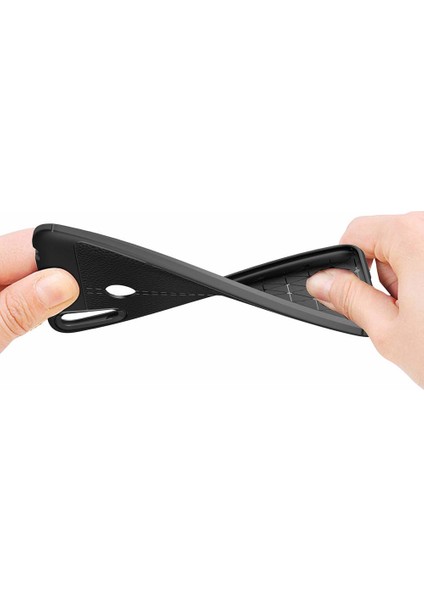 Huawei Y7 Prime 2019 Kılıf Deri Dokulu Silikon Siyah