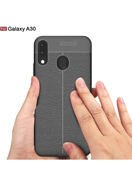 Samsung Galaxy A30 Kılıf Deri Dokulu Silikon Kırmızı