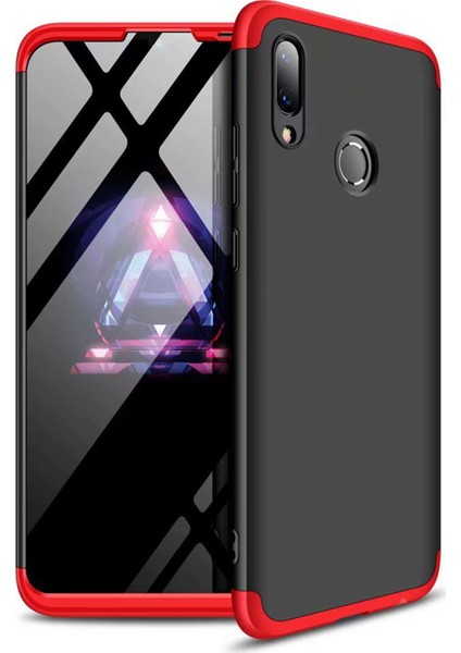 Huawei P Smart 2019 Kılıf Double Dip 360 Protective Siyah Kırmızı