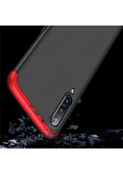 Xiaomi Mi 9 Kılıf Double Dip 360 Protective Siyah Kırmızı