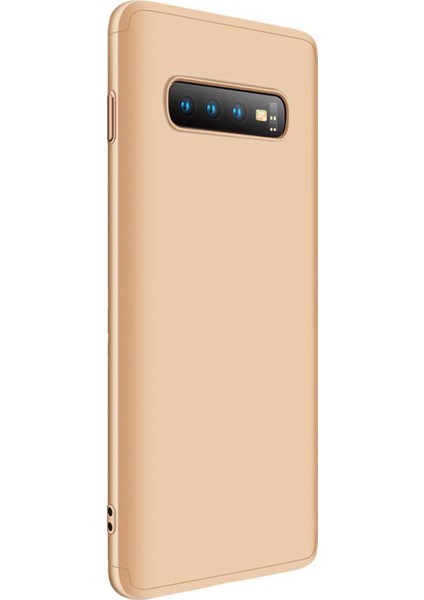 Samsung Galaxy S10 Plus Kılıf Double Dip 360 Protective Gold