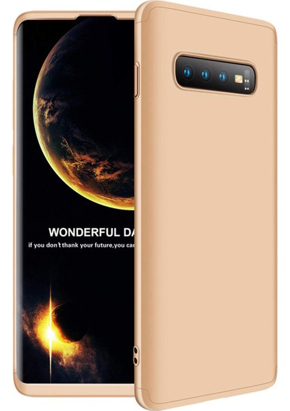 Samsung Galaxy S10 Plus Kılıf Double Dip 360 Protective Gold