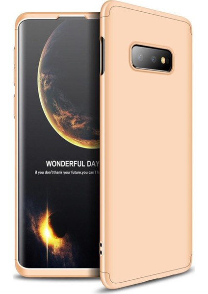 Samsung Galaxy S10E Kılıf Double Dip 360 Protective Gold