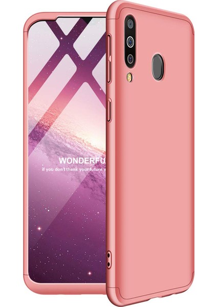 Samsung Galaxy M30 Kılıf Double Dip 360 Protective Rose Gold