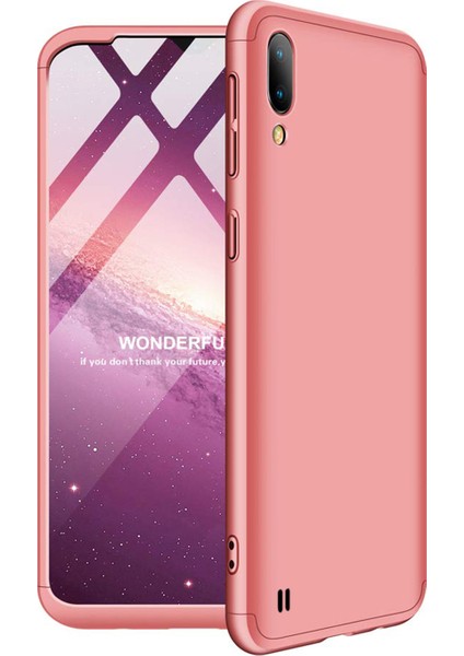 Samsung Galaxy M10 Kılıf Double Dip 360 Protective Rose Gold