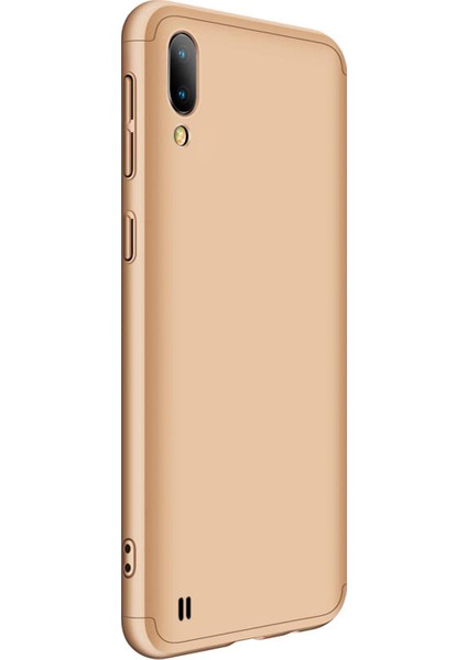 Samsung Galaxy M10 Kılıf Double Dip 360 Protective Gold