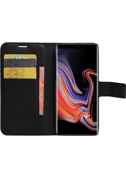 Cüzdanlı Deri Samsung Galaxy Note 9 Kılıf Siyah