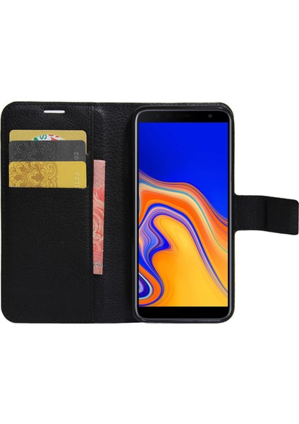 Cüzdanlı Deri Samsung Galaxy J4 Core Kılıf Siyah