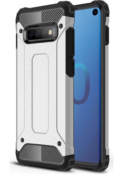 Samsung Galaxy S10 Kılıf Rugged Armor Gümüş