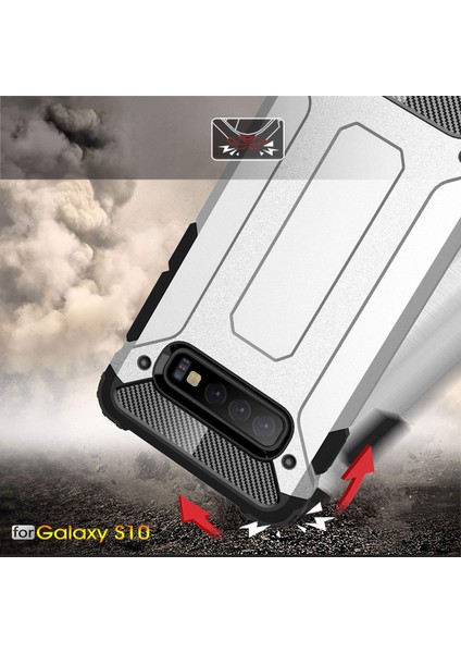 Samsung Galaxy S10 Kılıf Rugged Armor Gümüş