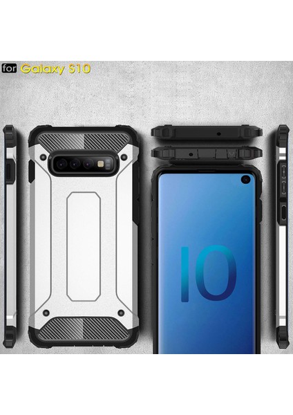 Samsung Galaxy S10 Kılıf Rugged Armor Gümüş