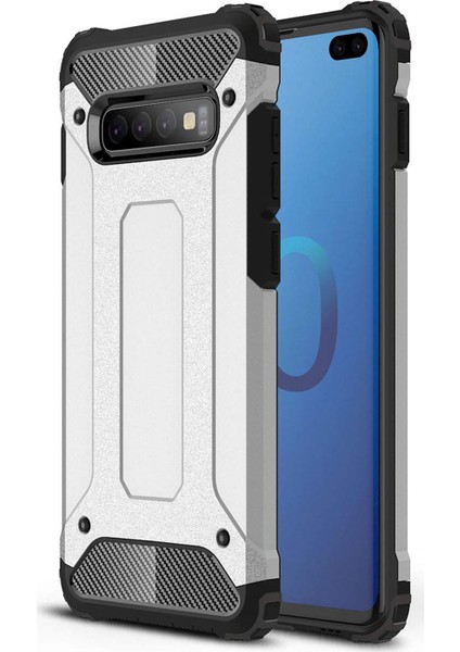 Samsung Galaxy S10 Plus Kılıf Rugged Armor Gümüş