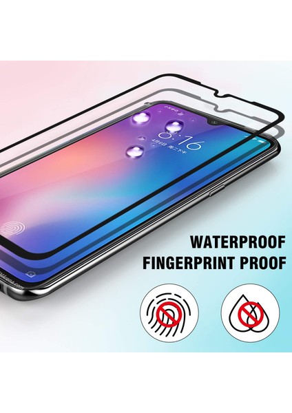Xiaomi Mi 9 Tam Kaplayan Temperli Cam Ekran Koruyucu Siyah