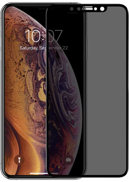 Apple iPhone XS Max Privacy 5D Gizlilik Filtreli Cam Ekran Koruyucu Siyah