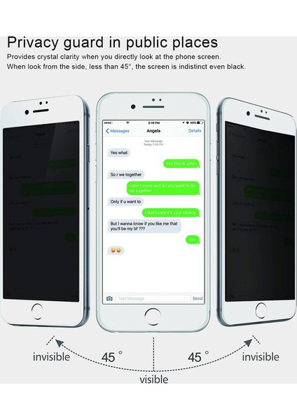 Apple iPhone 8 Plus Privacy 5D Gizlilik Filtreli Cam Ekran Koruyucu Beyaz