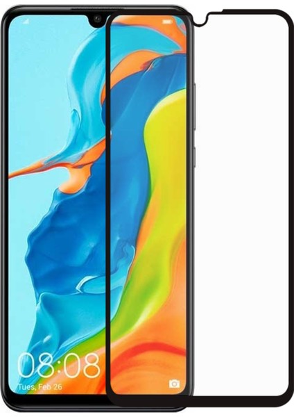 Huawei P30 Lite Tam Kaplayan Temperli Cam Ekran Koruyucu Siyah