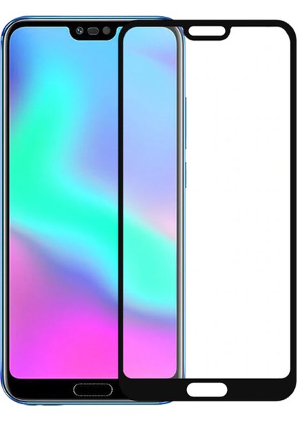 Huawei Honor 10 Tam Kaplayan Temperli Cam Ekran Koruyucu Siyah