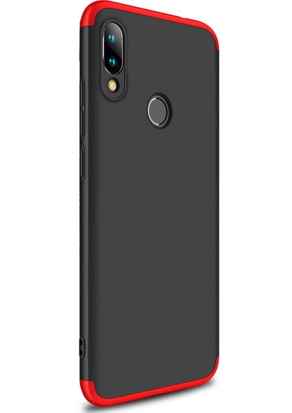 Xiaomi Redmi Note 7 Kılıf Double Dip 360 Protective Siyah Kırmızı